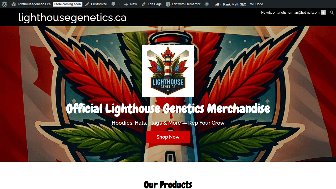 Branded merchandise store with one-page WooCommerce shop and dynamic cart