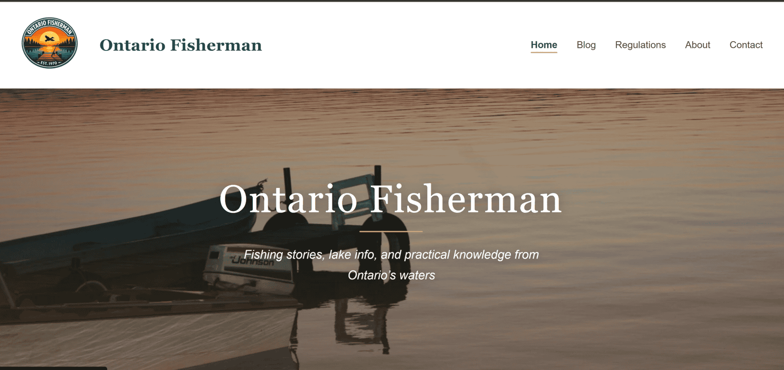 Ontario Fisherman blog with custom design, SEO optimization, and fishing content